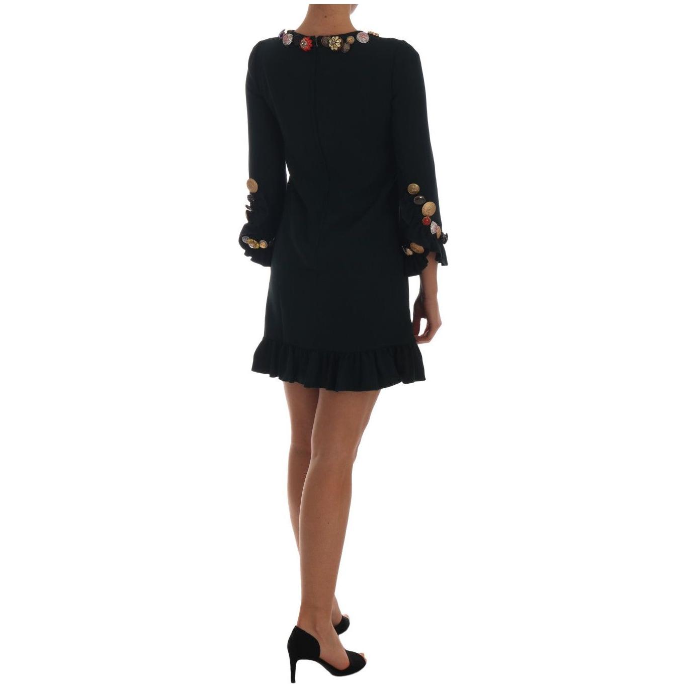 Dolce & Gabbana Crystal Green Stretch A-Line Short Dress DR1641-2