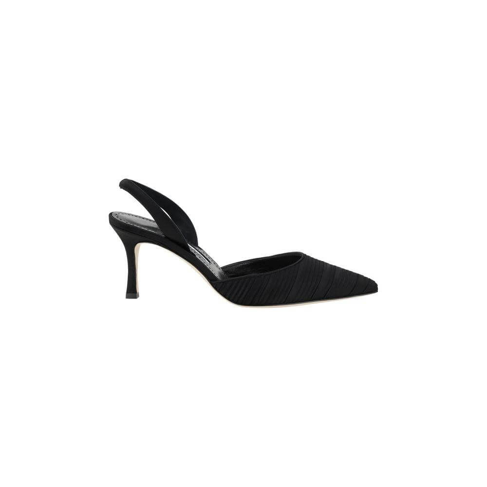 Manolo Blahnik Carolyne Silk Satin Pumps with Pleated Design and Elastic Slingback for a Sophisticated Look