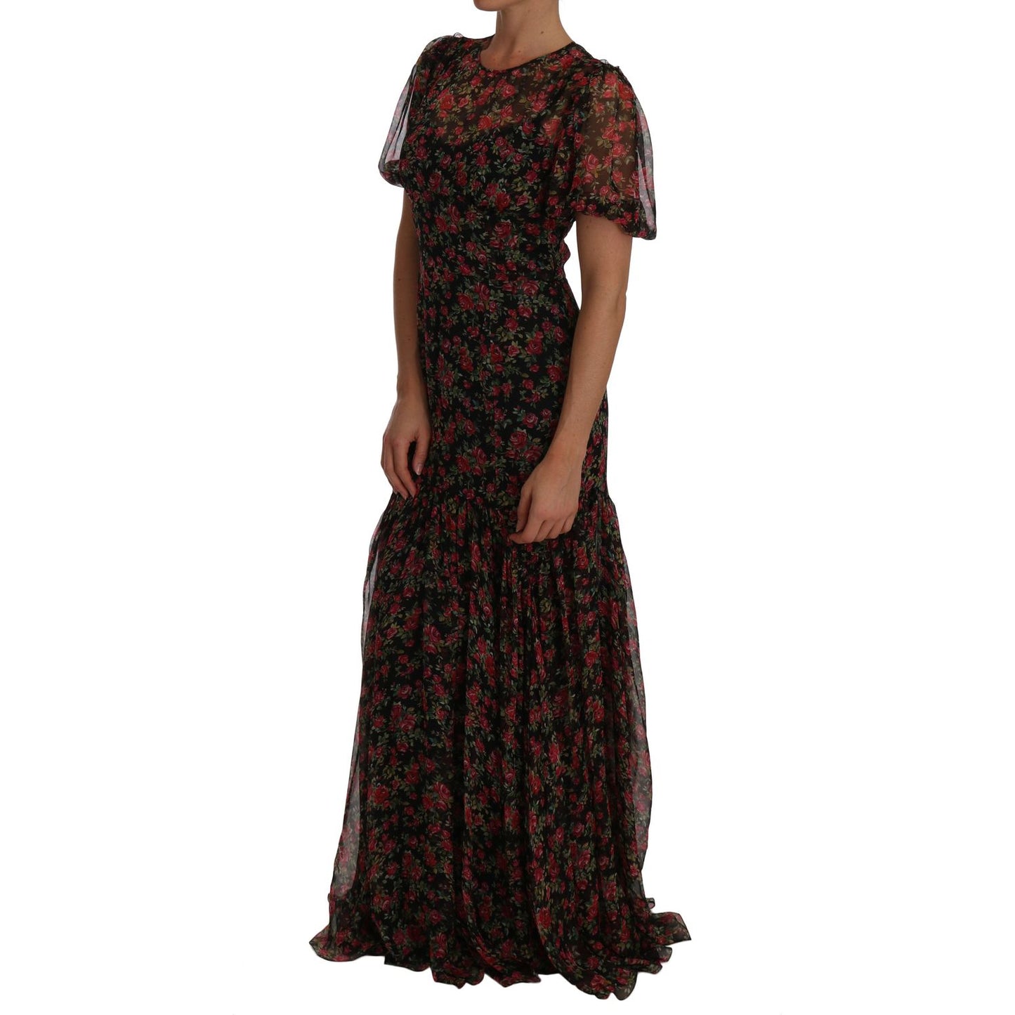 Dolce & Gabbana Black Floral Roses A-Line Shift Gown