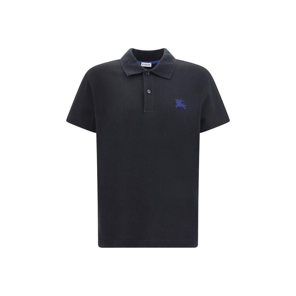 Burberry Equestrian Knight Polo Shirt, cotton with classic collar, buttons, embroidered logo, versatile monochrome design.