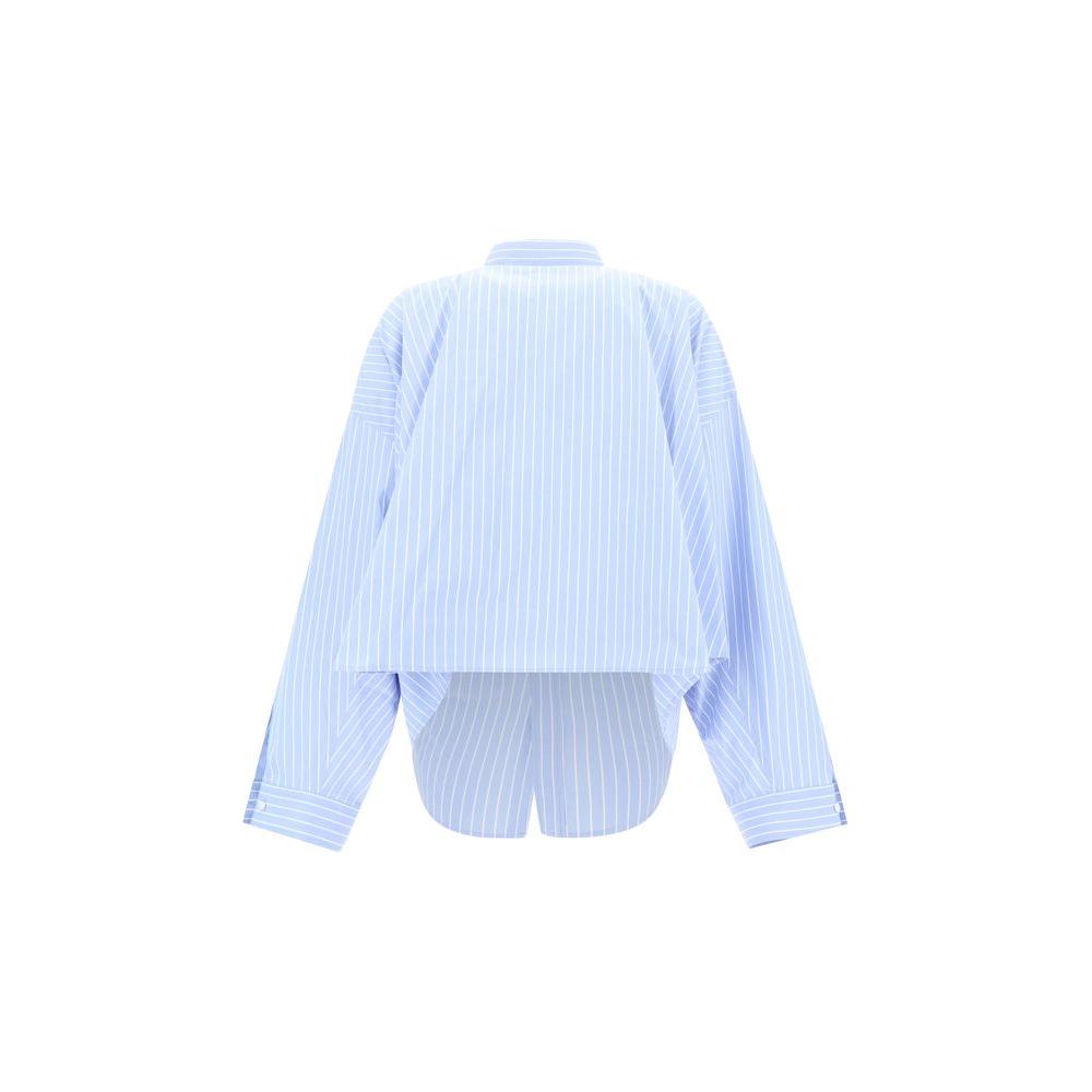 Balenciaga cotton asymmetric shirt with flared back hem, striped pattern, and oversized fit