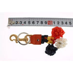 Dolce & Gabbana Brown Gold Raffia Leather Clasp Finder Chain Keyring SIG18381