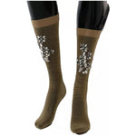 Dolce & Gabbana Gold Stretch Floral Clear Crystal Stocking Socks SCS54-M