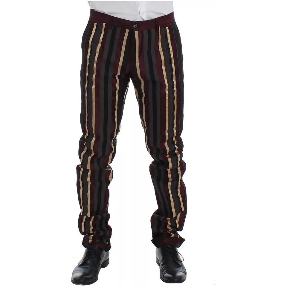 Dolce & Gabbana Multicolor Striped Runway 3 Piece Slim Fit Vest Suit SIG12399-48