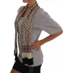 Dolce & Gabbana Gray Cotton Owl Silk Scarf Top T-shirt TSH1513-44