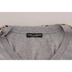 Dolce & Gabbana Gray Cotton Owl Silk Scarf Top T-shirt TSH1513-44