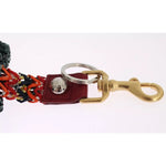 Dolce & Gabbana Multicolor Raffia Leather Clasp Finder Chain Keyring SIG15031
