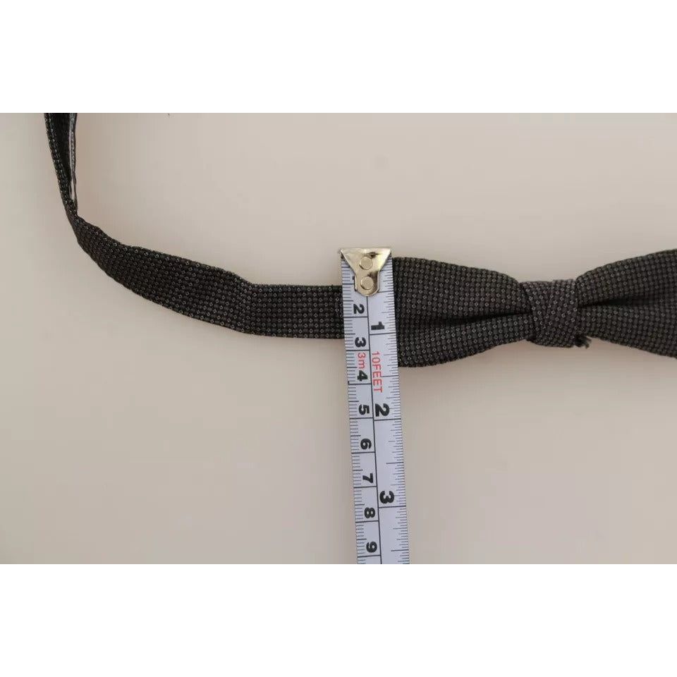 Dolce & Gabbana Gray Pattern Silk Adjustable Neck Bow Tie FT1056
