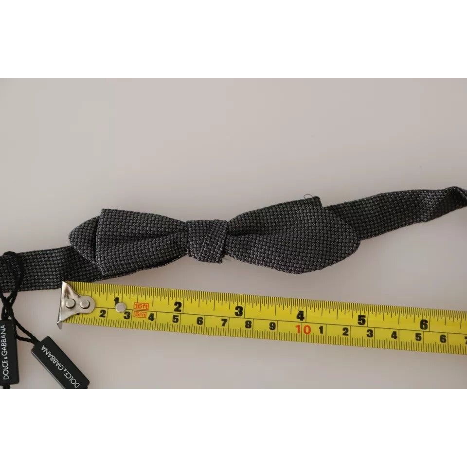 Dolce & Gabbana Gray Silk Patterned Mens Necktie Bow Tie FT3013