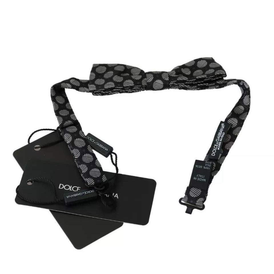 Dolce & Gabbana Black Silk Circles Men Necktie Bow Tie FT3000