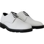 Dolce & Gabbana White Leather Derby Dress Formal Shoes MV2173-39