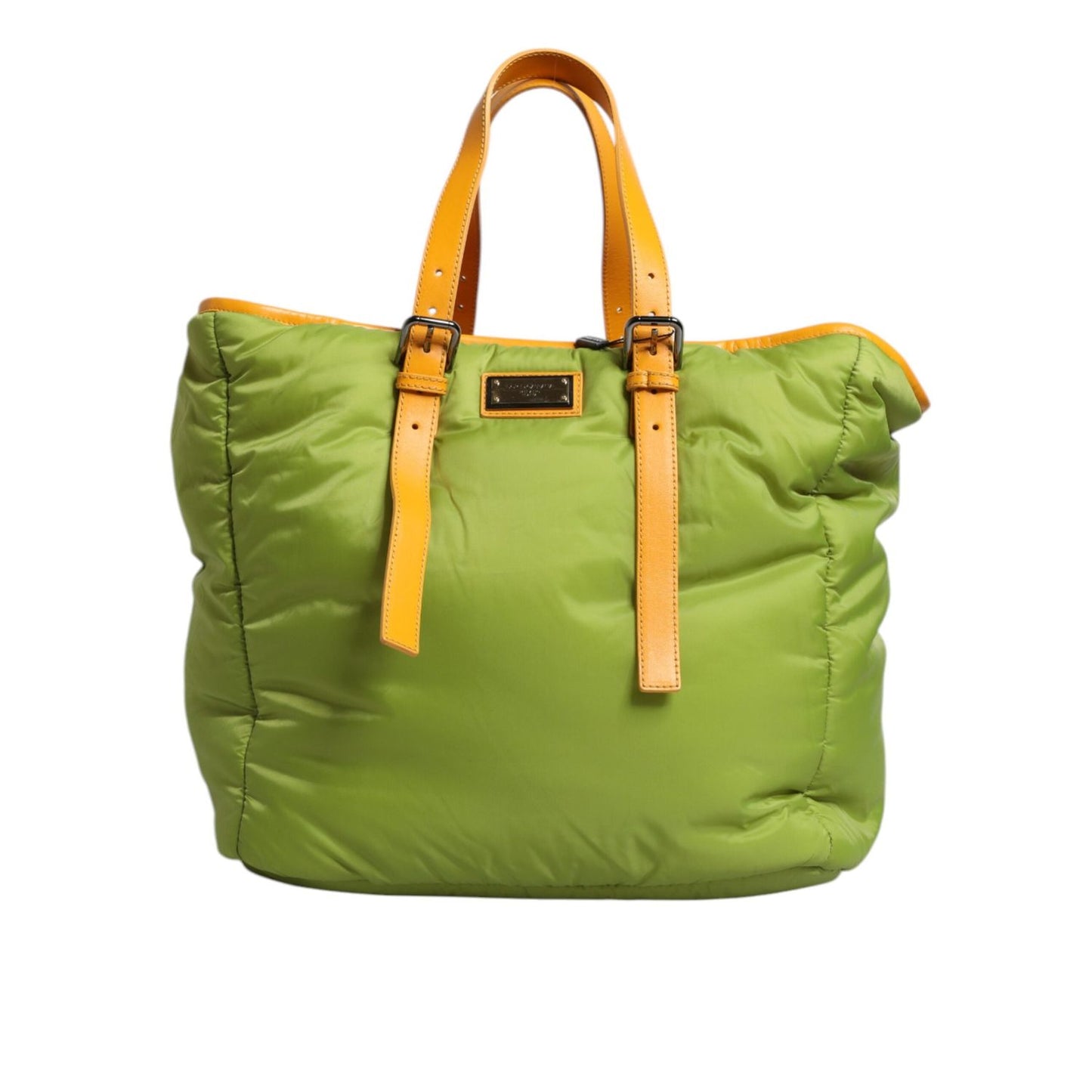 Dolce & Gabbana Green Nylon Padded Logo Plaque Tote Crossbody Bag BAG1642