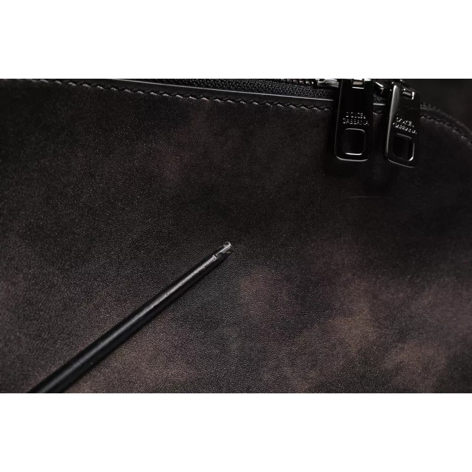 Dolce & Gabbana Bronze Leather School Travel Backpack Bag