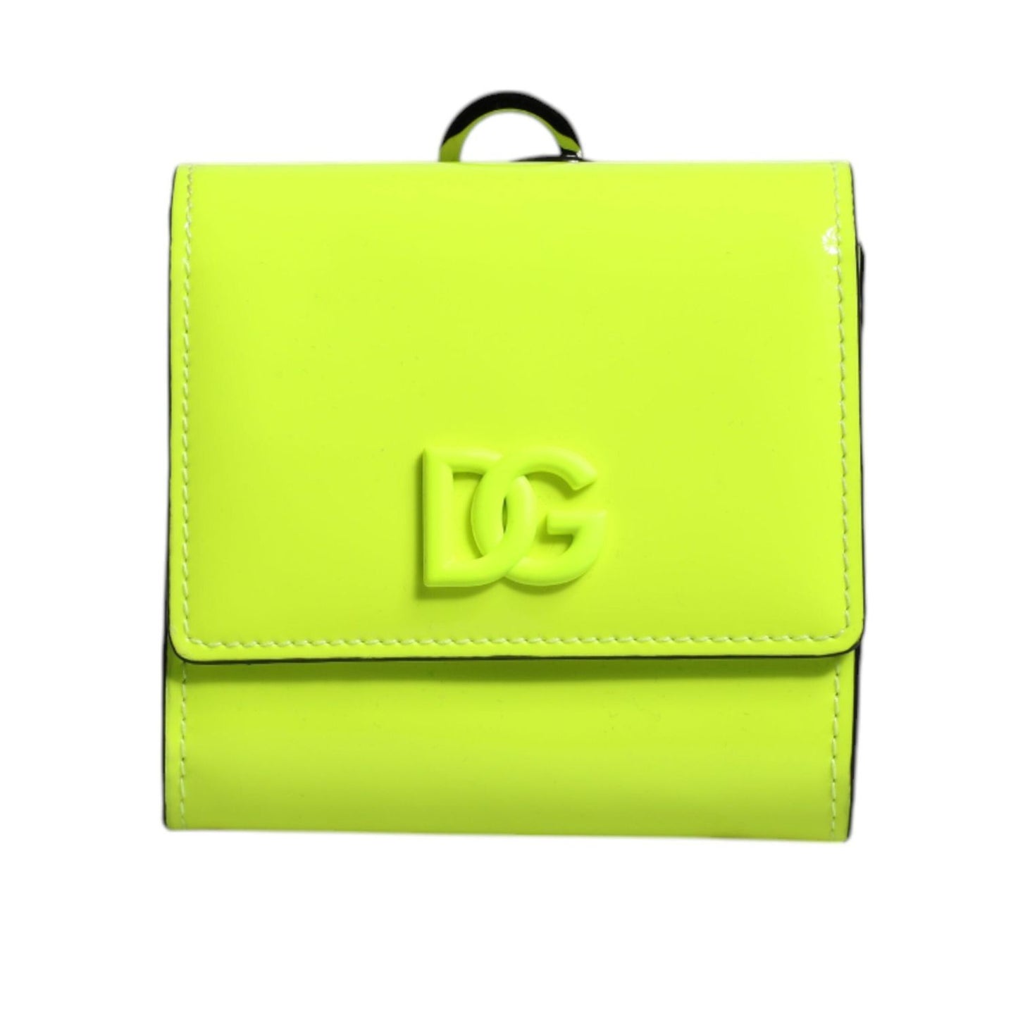 Dolce & Gabbana Yellow Green Bifold DG Logo Neck Strap Cardholder Wallet BAG4193
