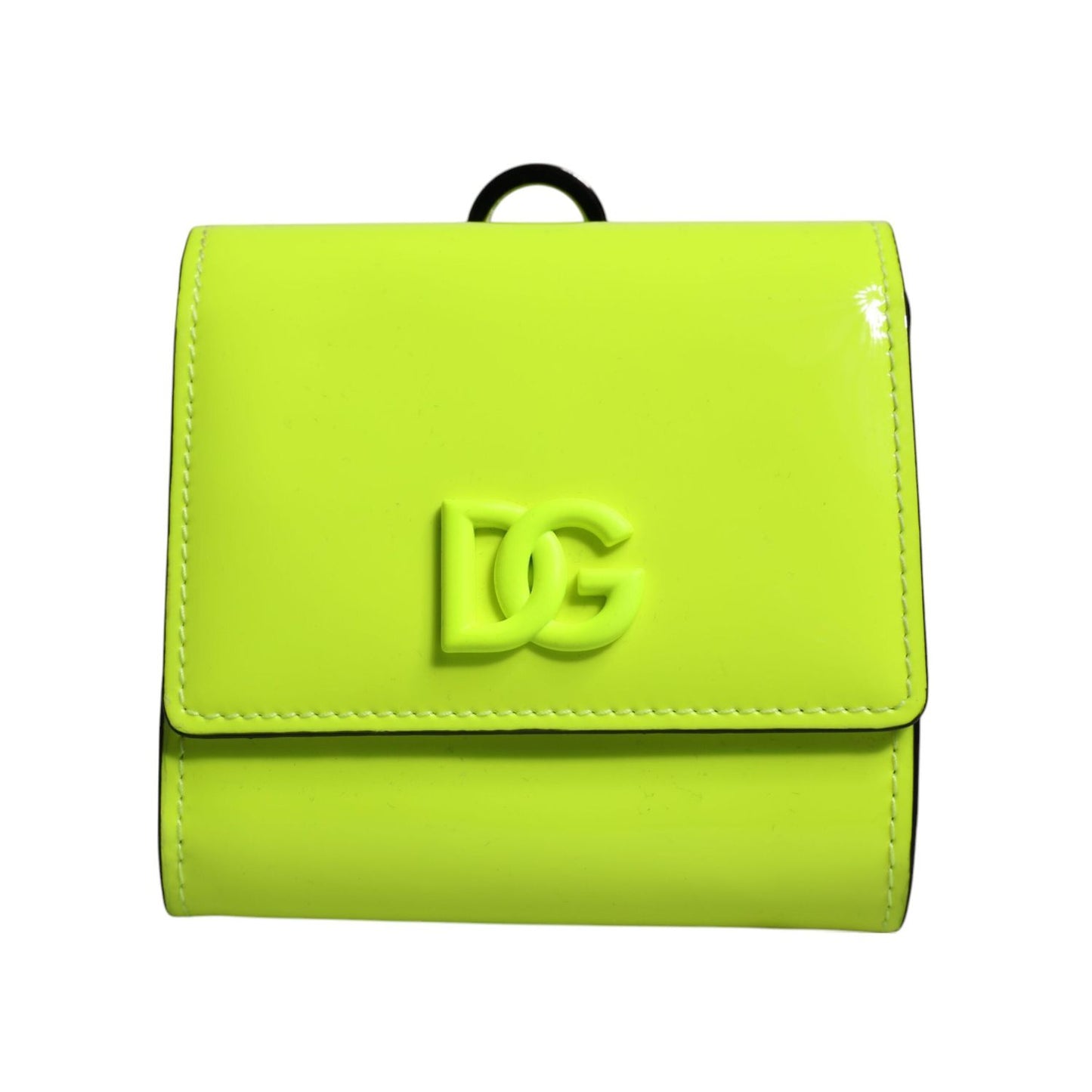 Dolce & Gabbana Yellow Green Bifold DG Logo Neck Strap Cardholder Wallet BAG4193