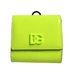 Dolce & Gabbana Yellow Green Bifold DG Logo Neck Strap Cardholder Wallet BAG4193