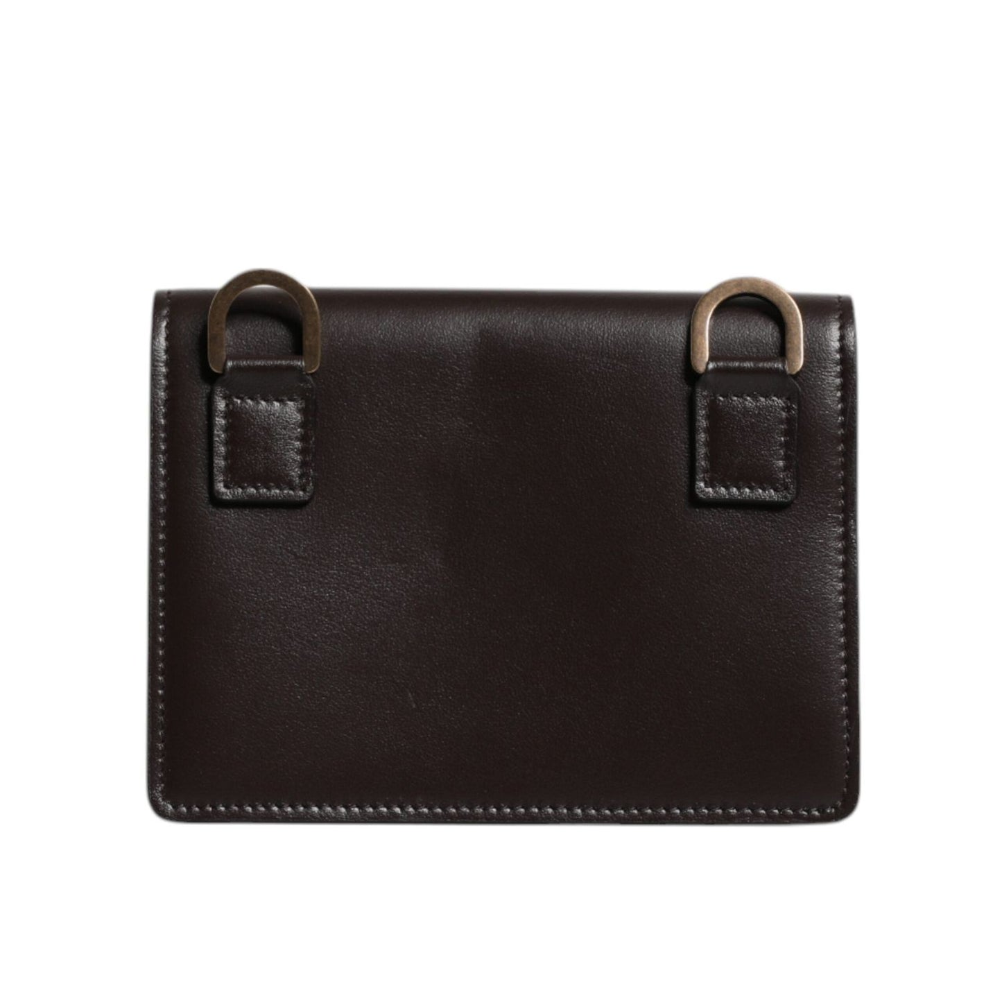 Dolce & Gabbana Brown Leather Bifold DG Logo Cardholder Sling Strap Wallet BAG4194