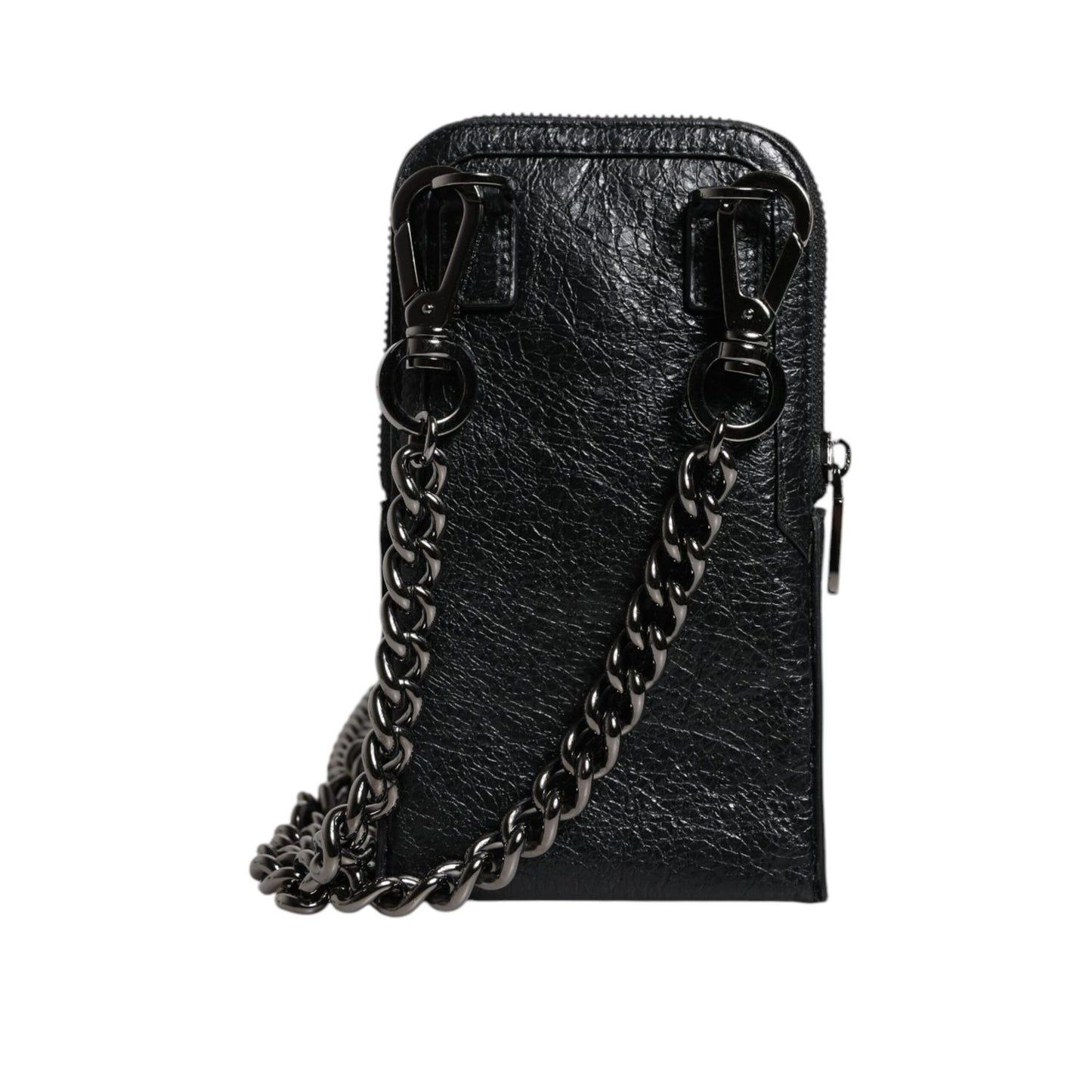 Dolce & Gabbana Black Leather Purse Crossbody Chain Sling Phone Bag