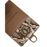 Dolce & Gabbana Brown Exotic Leather Card Holder DG Logo Plaque Wallet BAG4233