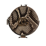 Dolce & Gabbana Brown Round Leather DG Logo Coin Purse Lanyard Wallet BAG4241