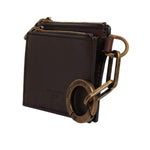 Dolce & Gabbana Brown Leather Zip Logo Keyring Coin Purse Keyring Wallet BAG4245