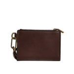 Dolce & Gabbana Brown Leather Zip Logo Keyring Coin Purse Keyring Wallet BAG4245