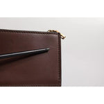 Dolce & Gabbana Brown Leather Zip Logo Keyring Coin Purse Keyring Wallet BAG4245