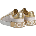 Dolce & Gabbana White Portofino Mother Of Pearl Sneakers Casual Shoes