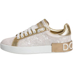 Dolce & Gabbana White Portofino Mother Of Pearl Sneakers Casual Shoes