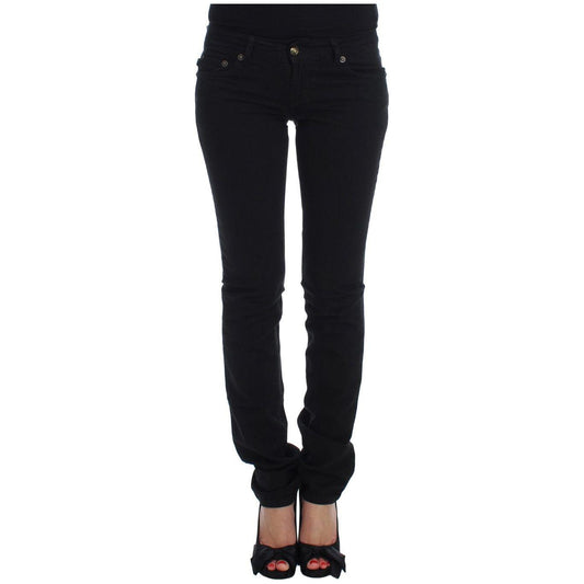 Cavalli Black Cotton Stretch Slim Skinny Fit Jeans Jeans & Pants