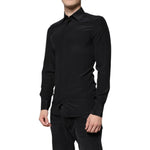 Dolce & Gabbana Black Silk Long Sleeves GOLD Dress Shirt TSH86761-37