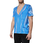 Dolce & Gabbana Blue Cotton V-neck Short Sleeves T-shirt TSH87442-50