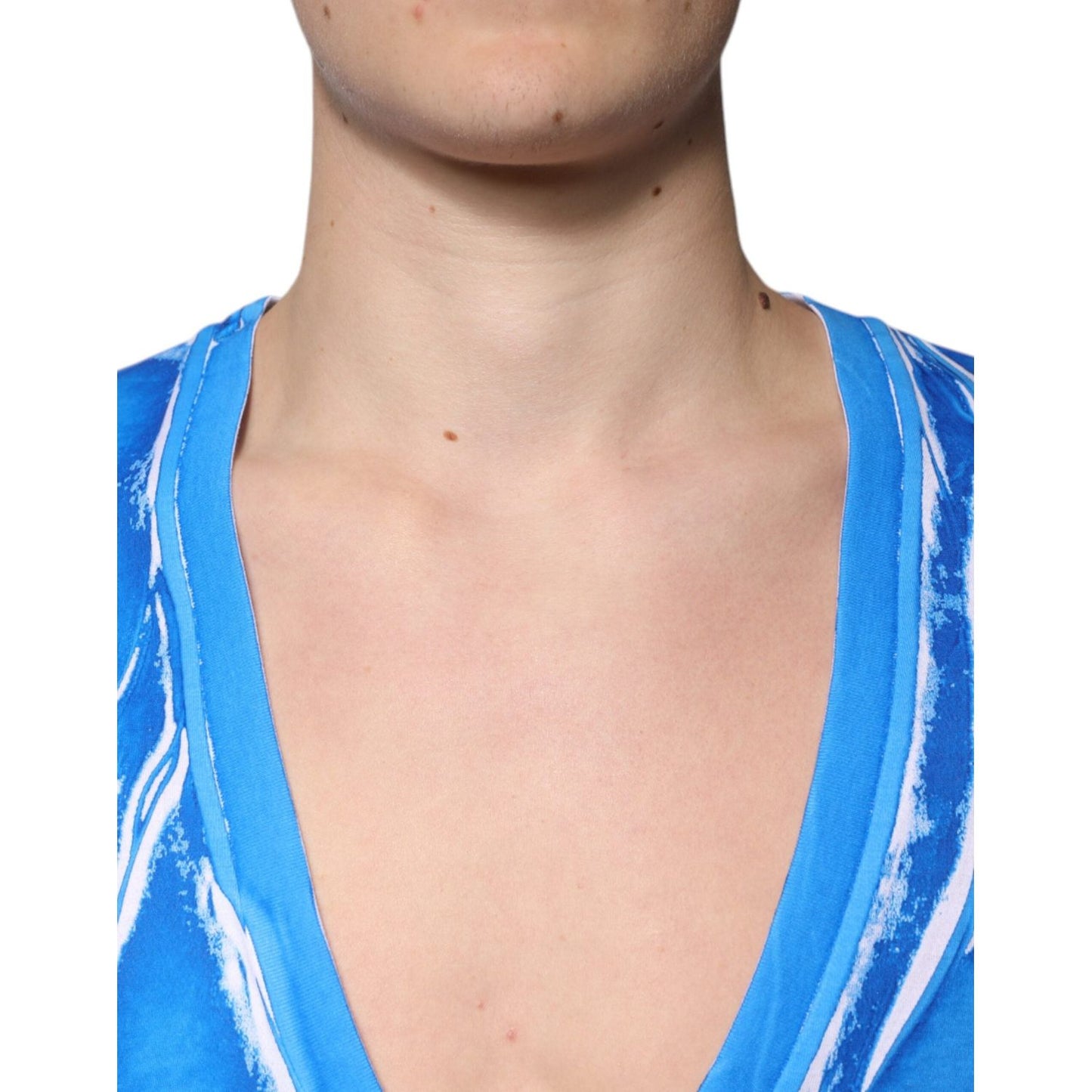 Dolce & Gabbana Blue Cotton V-neck Short Sleeves T-shirt TSH87442-50