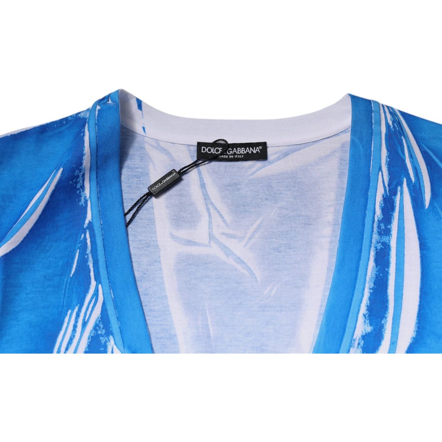 Dolce & Gabbana Blue Cotton V-neck Short Sleeves T-shirt TSH87442-50