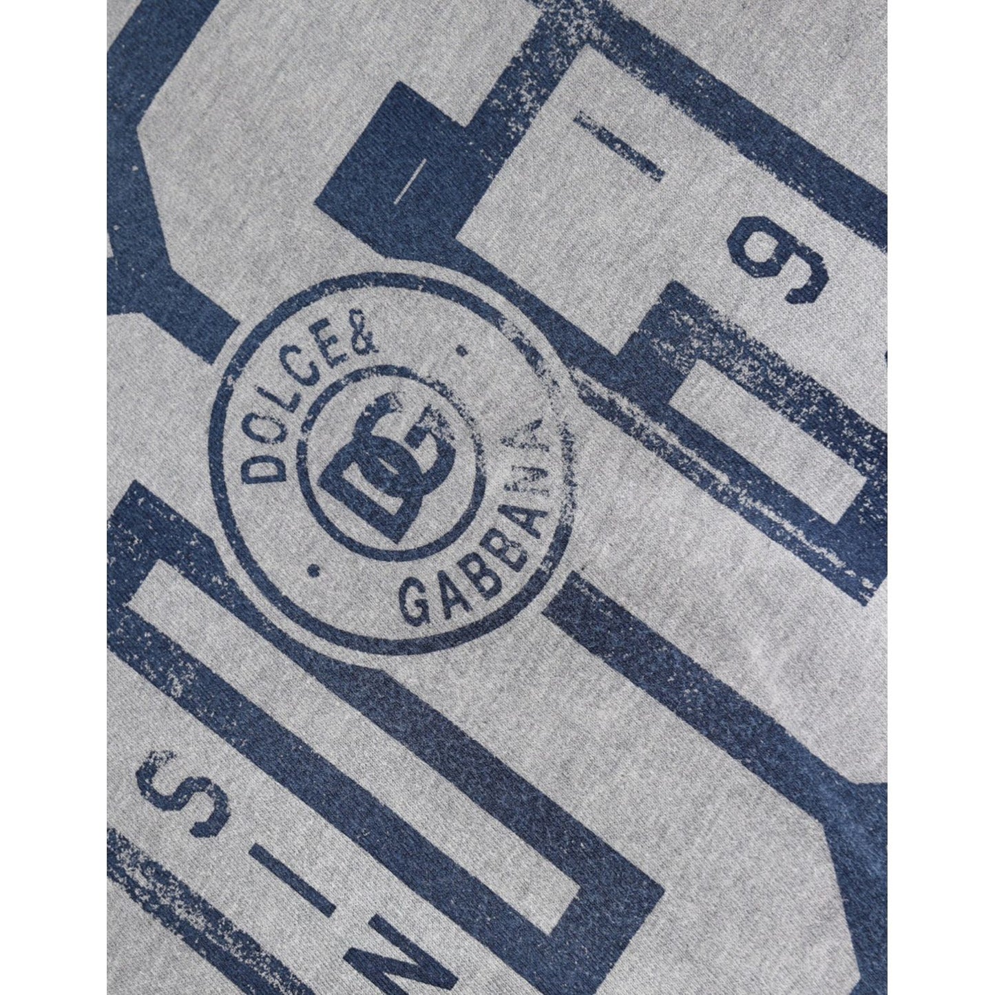Dolce & Gabbana Gray Logo Print Cotton Crew Neck T-shirt