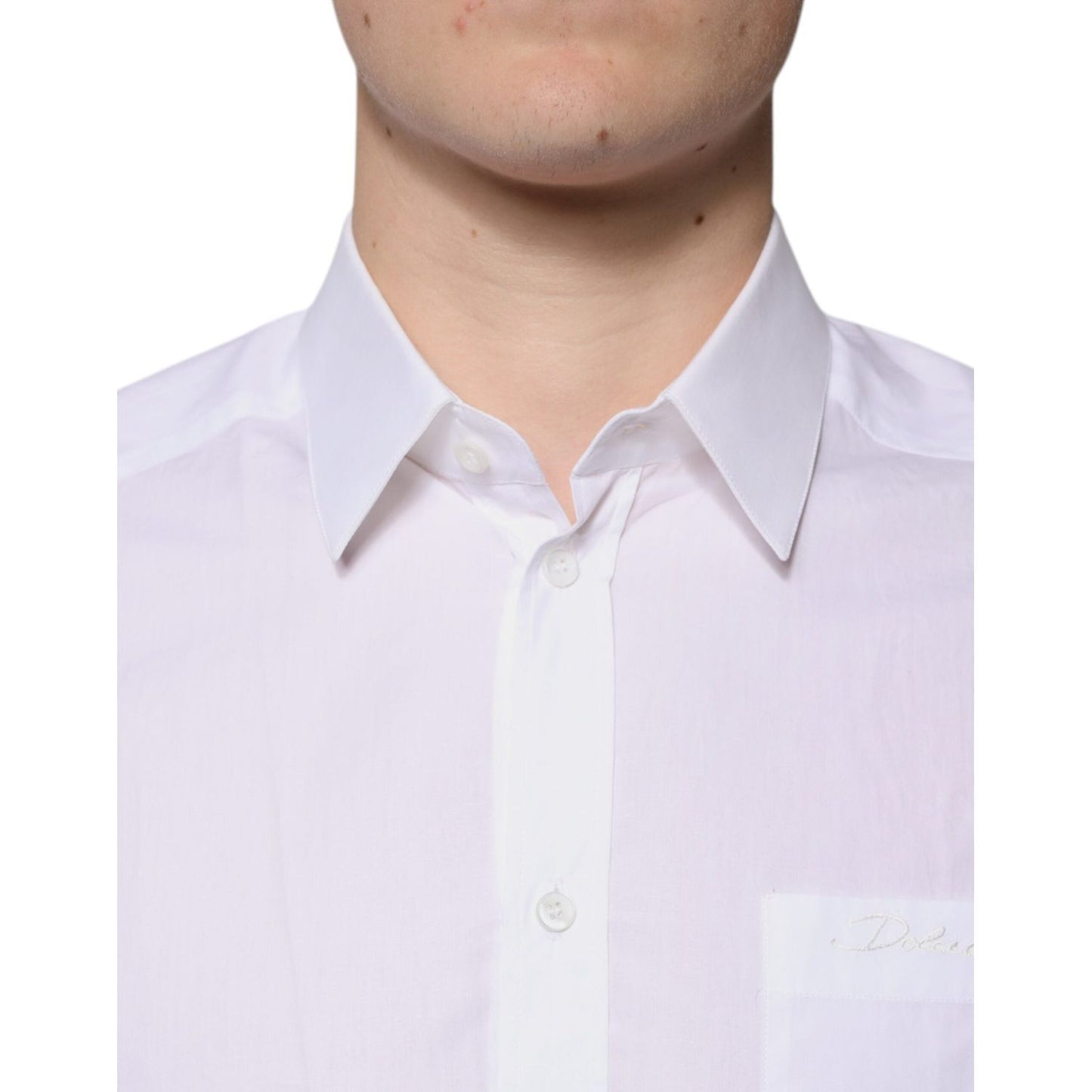 Dolce & Gabbana White Cotton Long Sleeves GOLD Dress Shirt TSH87466-39