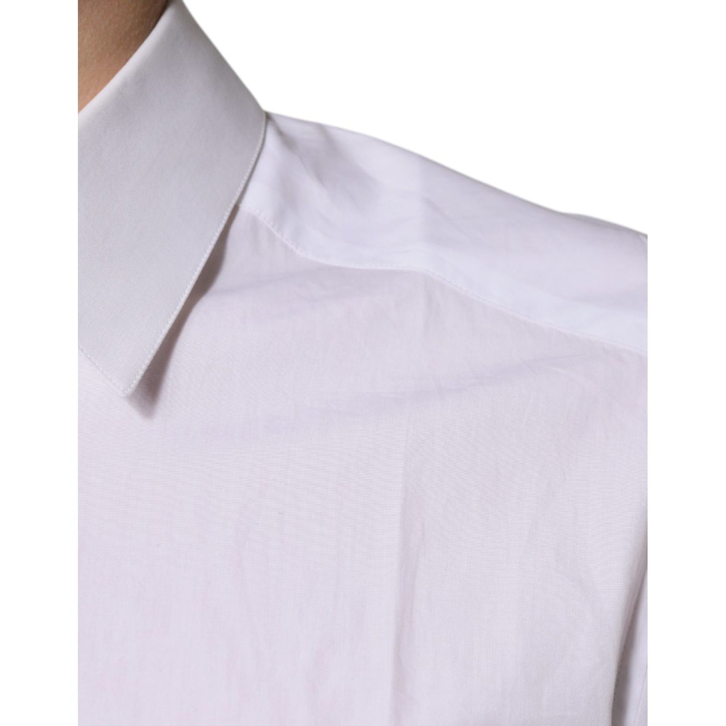 Dolce & Gabbana White Cotton Long Sleeves GOLD Dress Shirt TSH87466-39