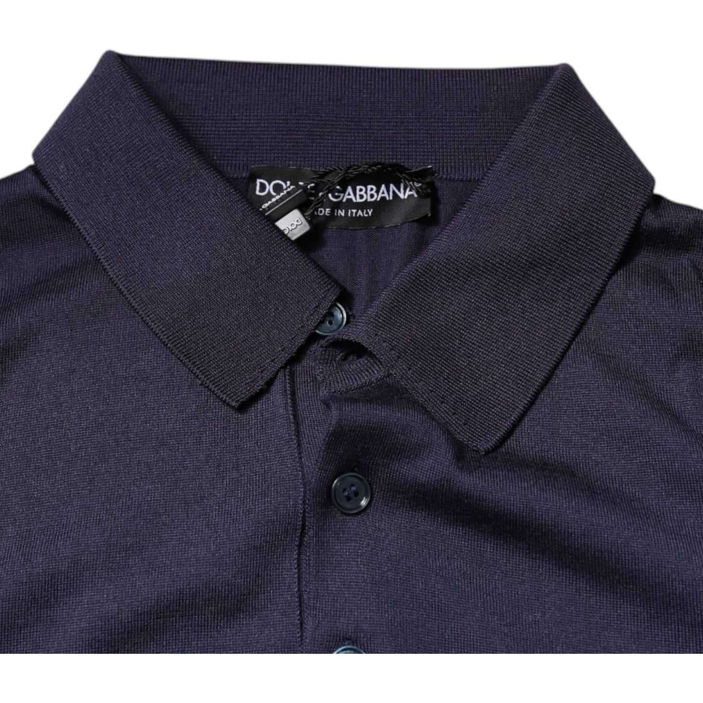 Dolce & Gabbana Blue Silk Collared Short Sleeves Polo T-shirt