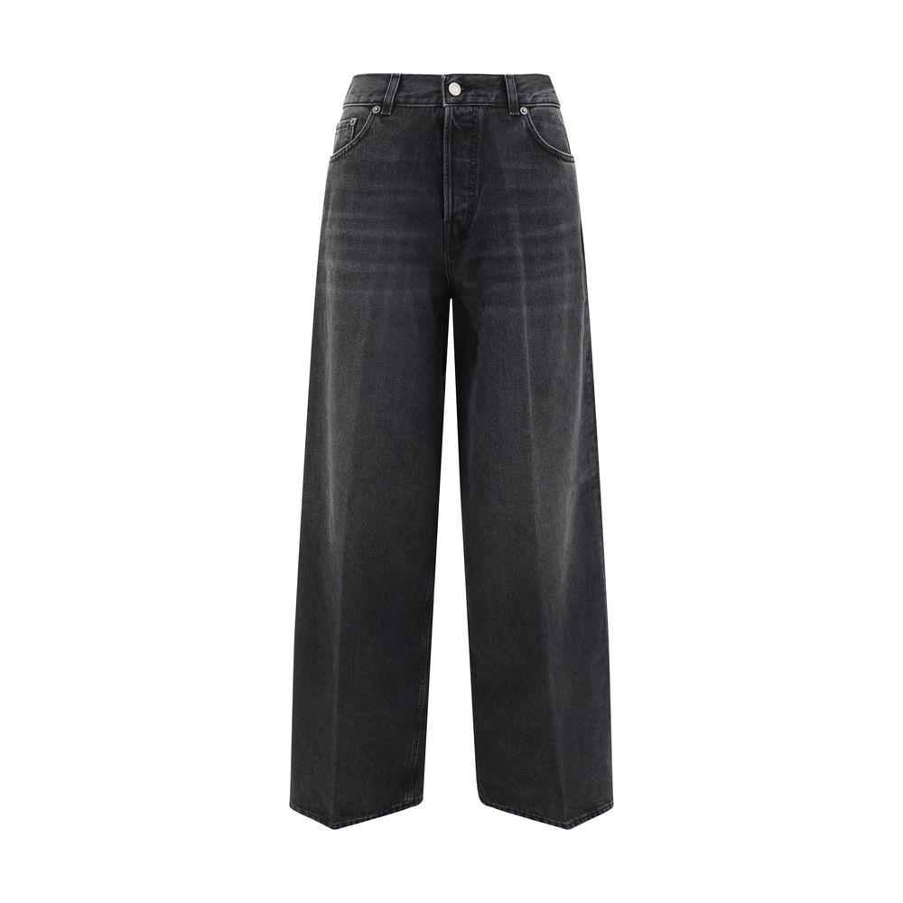 Haikure The Bethany Jeans with wide legs and five pockets in dark denim, showcasing a relaxed and stylish modern design.