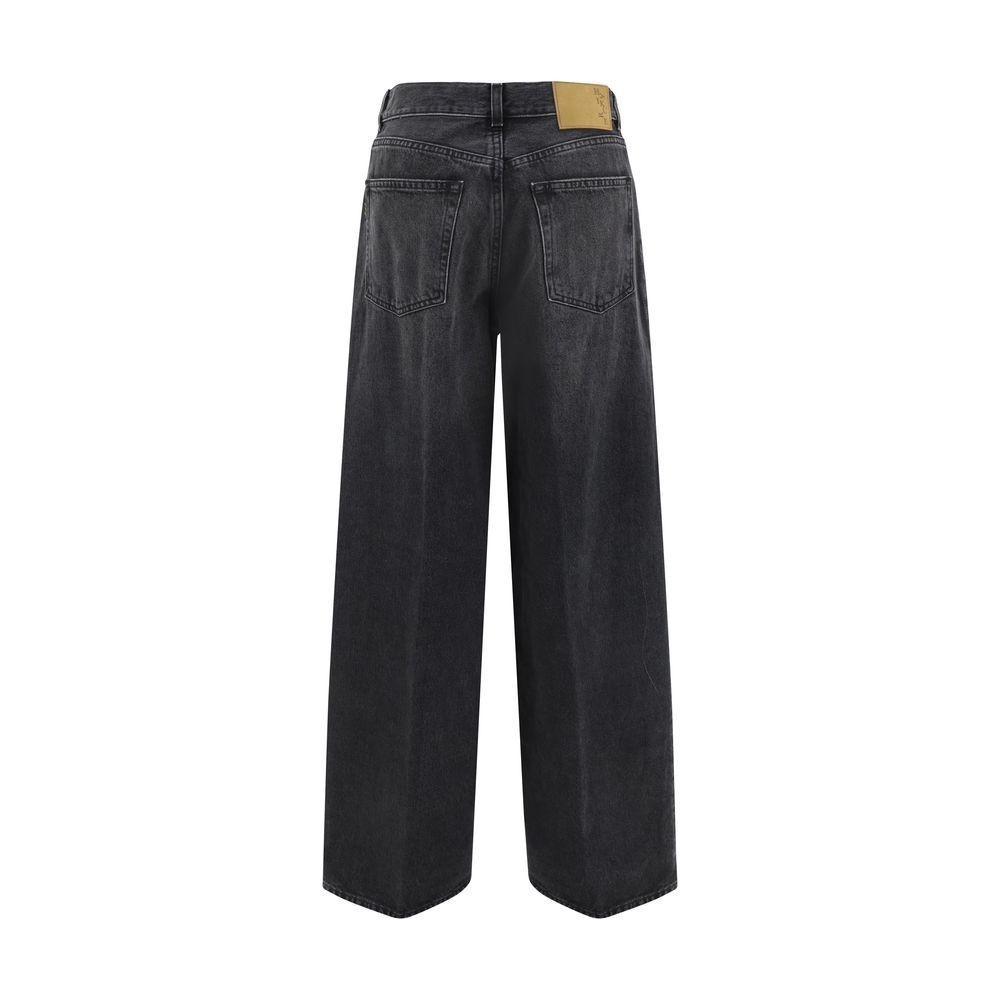 Haikure The Bethany Jeans with wide leg design, back view showcasing relaxed style and functional pockets, black denim