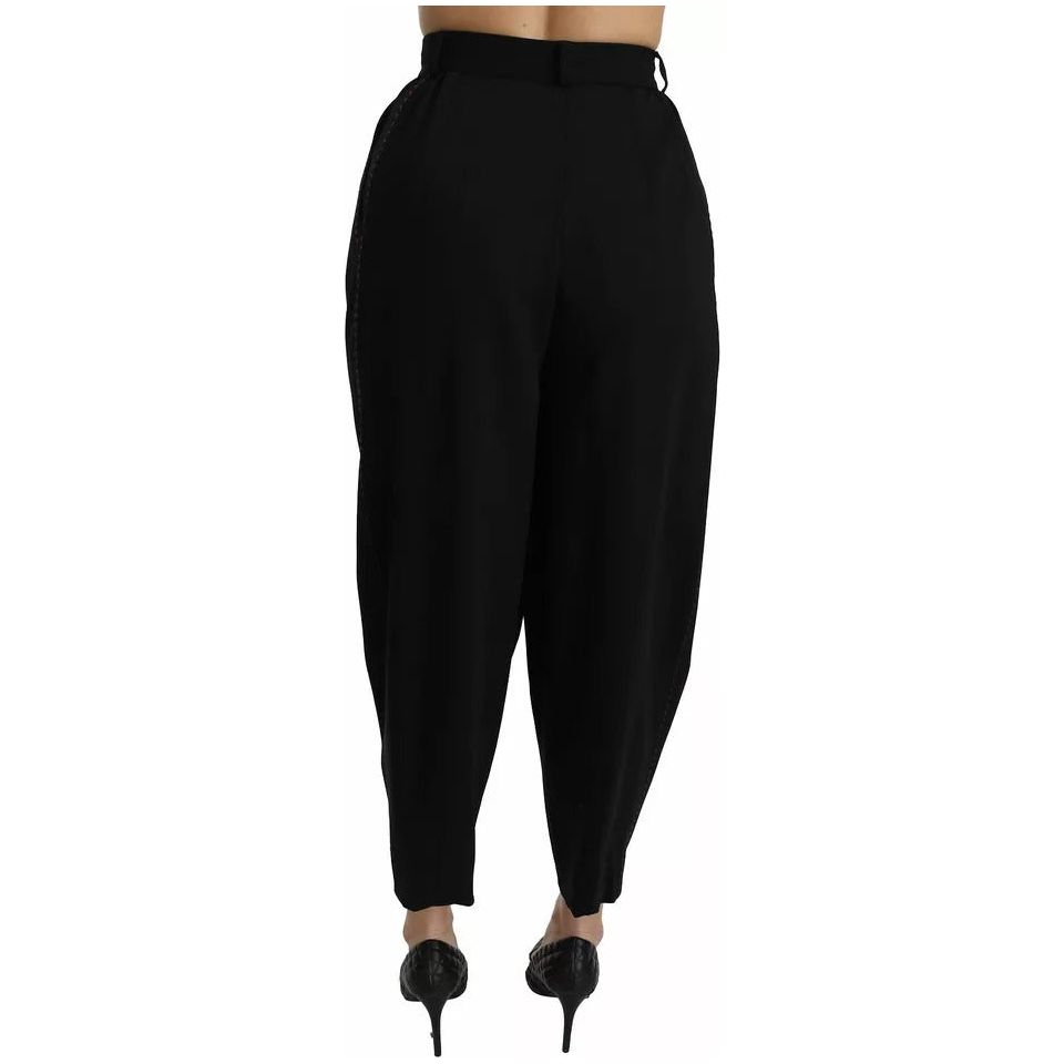 Dolce & Gabbana Black Wool High Waist Pleat Front Cropped Pants PAN70852-40