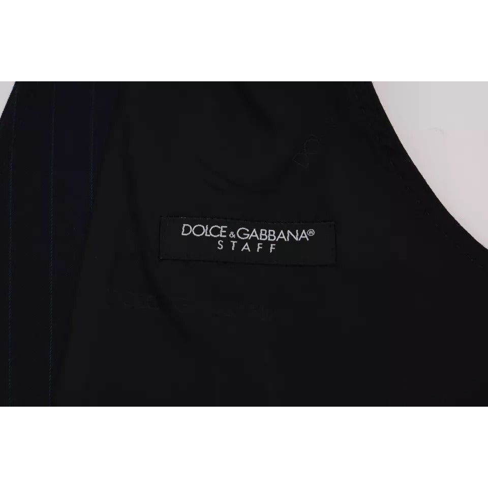 Dolce & Gabbana Blue Waistcoat Wool Stretch STAFF Vest