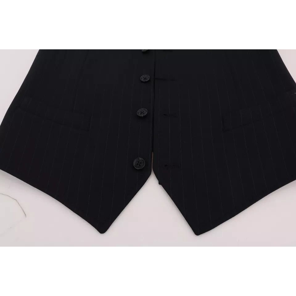 Dolce & Gabbana Blue Waistcoat Wool Stretch STAFF Vest
