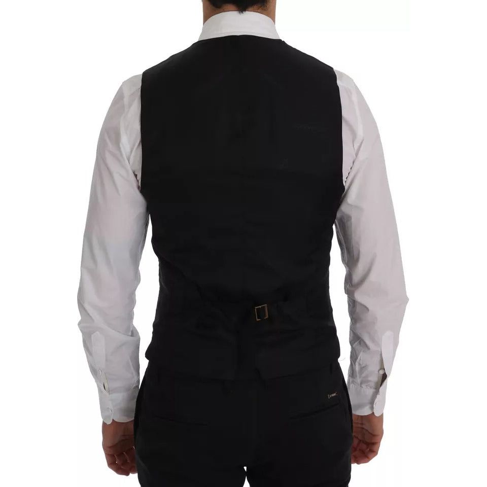 Dolce & Gabbana Blue Waistcoat Wool Stretch STAFF Vest