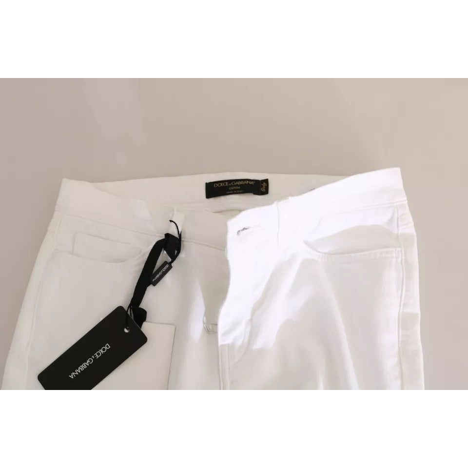 Dolce & Gabbana White Crystal Embellished Skinny Jeans PAN61200-36