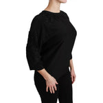 Dolce & Gabbana Black Floral Embroidered Blouse Silk Top