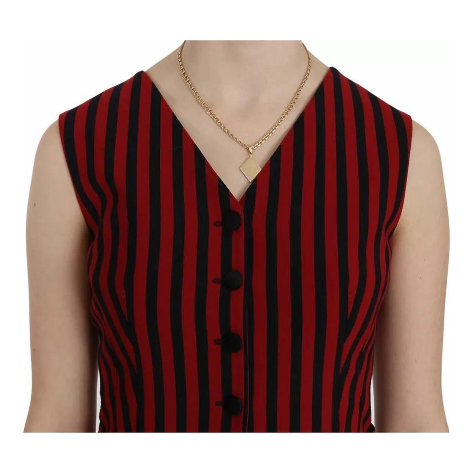 Dolce & Gabbana Red Black Stripe Vest Waistcoat Blouse Top TSH3249-40