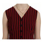 Dolce & Gabbana Red Black Stripe Vest Waistcoat Blouse Top TSH3249-40