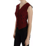 Dolce & Gabbana Red Black Stripe Vest Waistcoat Blouse Top TSH3249-40