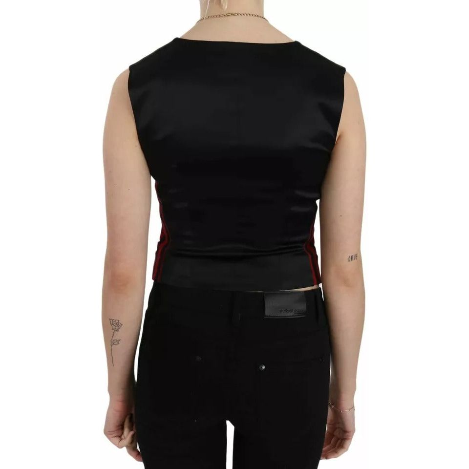 Dolce & Gabbana Red Black Stripe Vest Waistcoat Blouse Top TSH3249-40